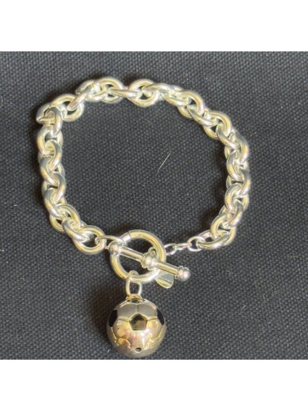 BEST Silver-Tone Chain Bracelet With Soccer Ball Charm & Toggle Clasp - Picture 10 of 10
